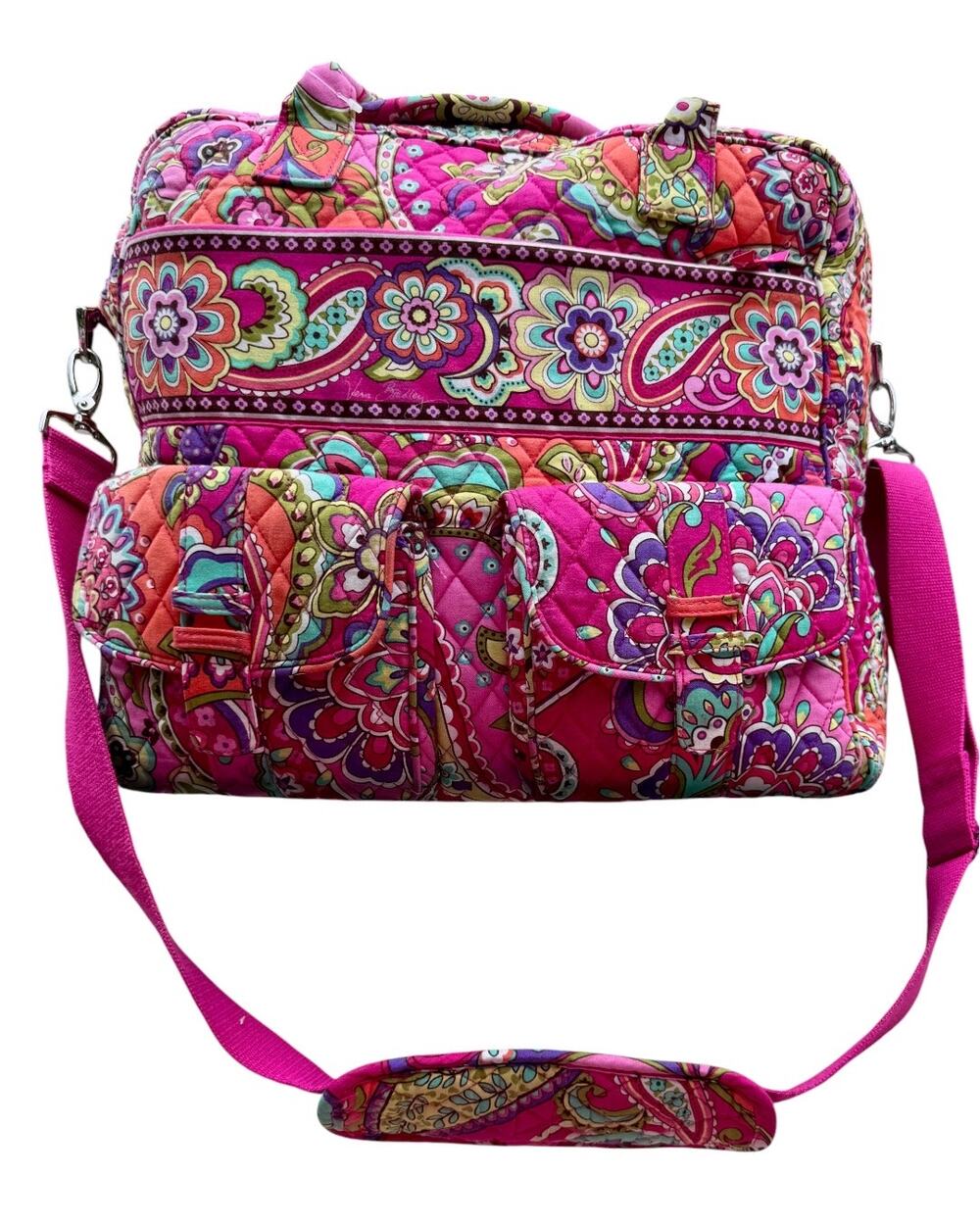 Vera Bradley Grand Cargo Bag Pink Swirls Maximalist Boho Paisley